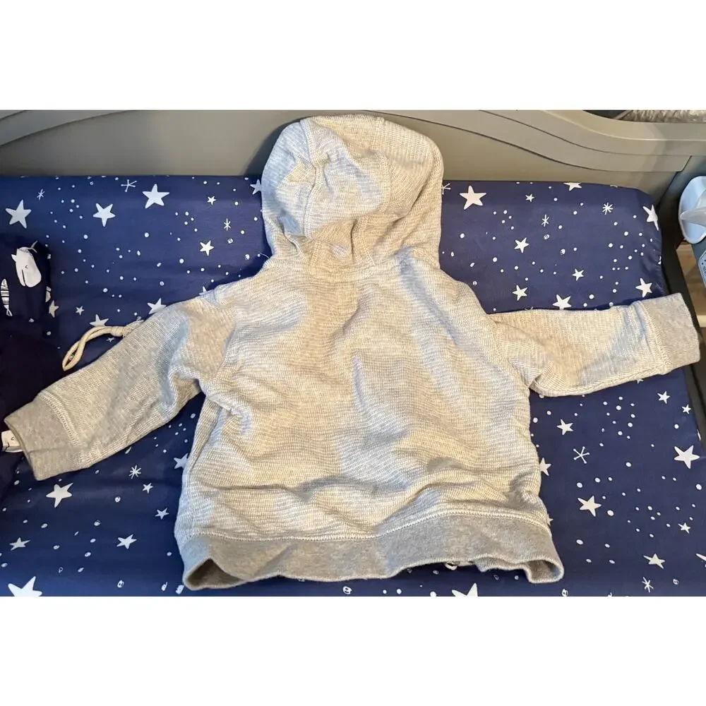 Baby Gap 12-18m Ottoman Zip Hoodie Light Heather Gray w/Brannan Bear